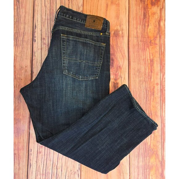 Lucky Brand Men's 181 Relaxed Straight Jeans 36x28 Dark Wash - Picture 3 of 9